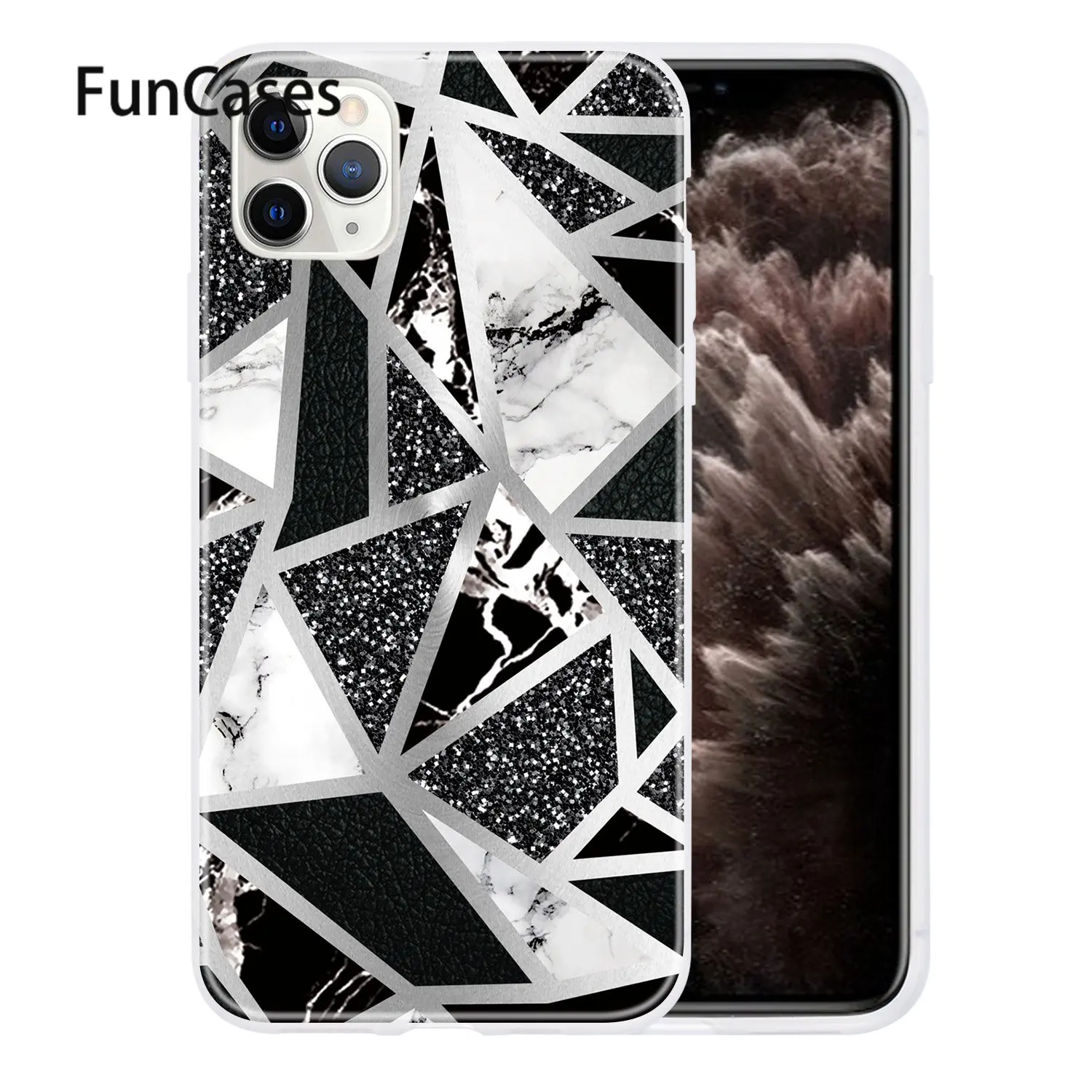 Черный и белый мягкий силиконовый чехол для iPhone 11 Pro Max Carcasa чехлы телефонов capa i11 6 5