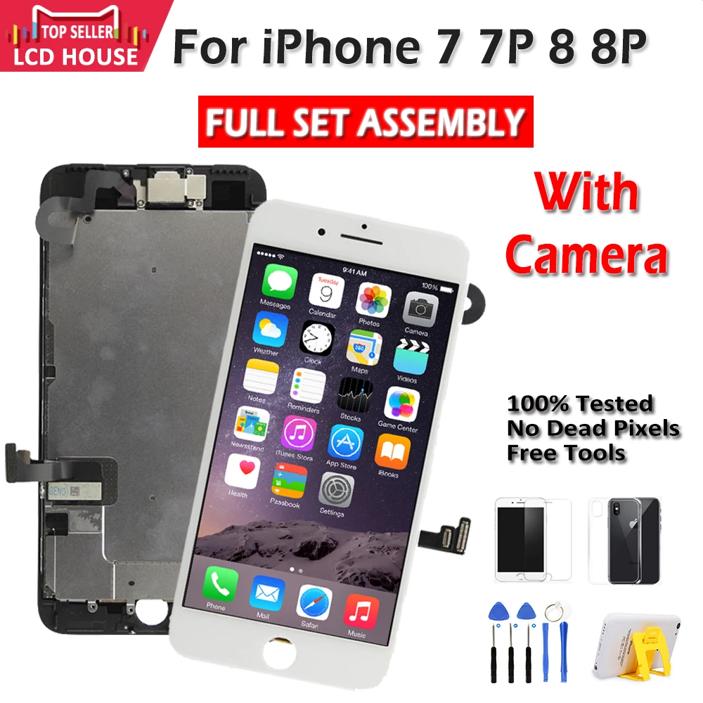 № 1 полный набор ЖК-дисплей Экран для iPhone 7 8 плюс ЖК-дисплей в сборе с сенсорным экраном дигитайзер Экран замена AAA Дисплей Фронтальная камера
