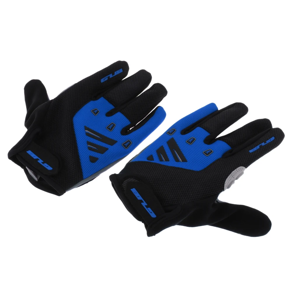 Black and Blue S Полный Палец Велоспорт антискользящие Перчатки MTB велосипед гель мягкий сенсорный экран Спорт на открытом воздухе перчатки - Цвет: Black and Blue S
