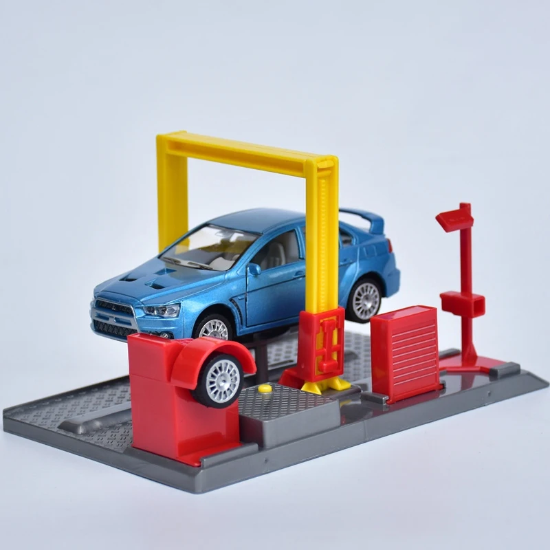 Novo 1:32 corrida carro reparação estação brinquedo conjunto cena elevador modelo de brinquedo simulação do veículo loja de reparo do carro crianças presente coleção ct0175