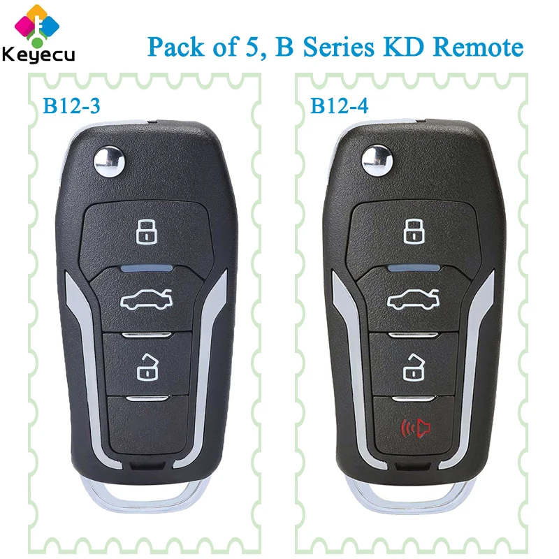 KEYECU 5 PIECES KEYDIY FOR FORD STYLE UNIVERSAL B SERIES KD REMOTE CAR KEY B12-3 B12-4 SUPPORTED BY KD900 KD900+ URG200 KD-X2