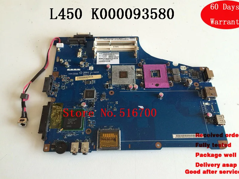 Placa Mae для Toshiba Satellite L455 L450 материнская плата ноутбука LA-5822P K000093580 протестирована |
