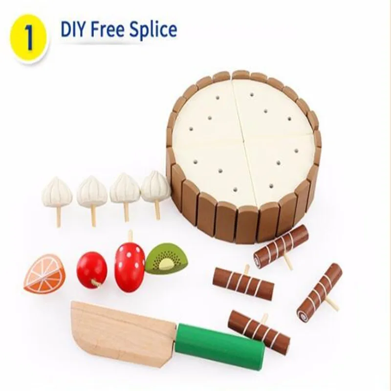 DIY магнитные ролевые игры фрукты разрезание торта ко дню рождения кухонная игрушечная еда Cocina De Juguete игрушка розовый синий подарок для девочек для детей
