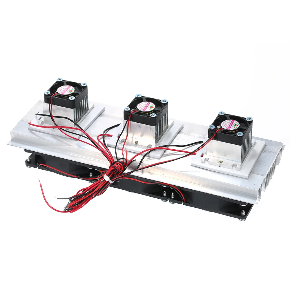 Fan Fittings 180W Trinuclear Thermoelectric Peltier Refrigeration Air Cooling System Kit Cooler 3x Fan