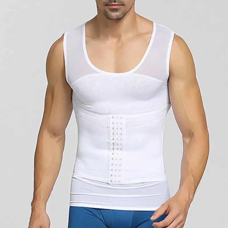 Men's Slimming Body Shaper Shirts Adjustable Breathable Tummy Slim Control Vest