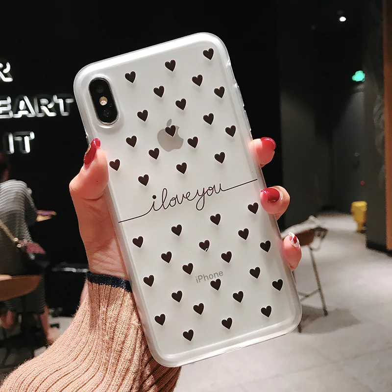 

Couple LOVE Pattern Phone Cases Cover for iphone X XR XS MAX 6 6s 7 8 Plus Case Coque iphone XR XS MAX Soft Cases