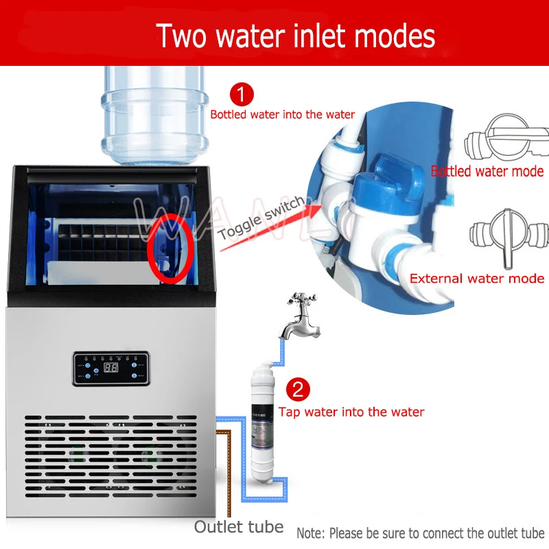 US $306.56 80KG24H Ice Maker Commercial Cube Ice Machine Automatic Home Ice Machine For Bar Coffee Shop Tea Shop