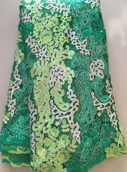 

GREEN 2020 African Net Lace Fabric Embroidered French Tulle with beads For Sewing Nigerian Wedding Women Dress Fabrics NLL2869
