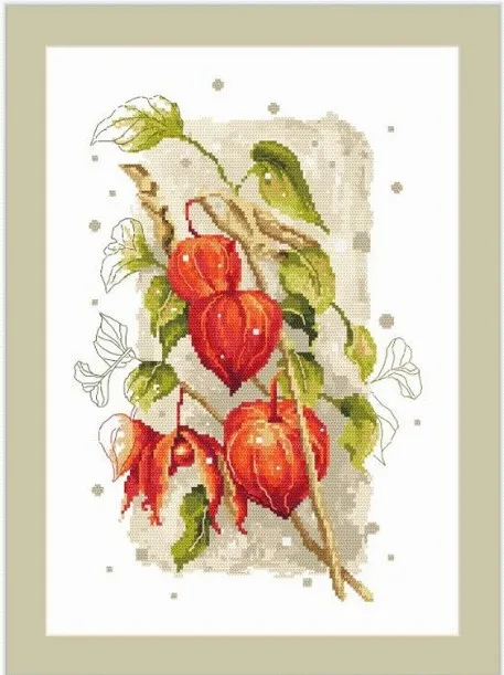 CS-3045 Cross Stitch Kit Physalis Alkekengi Chinese Lanterns Fruit Flower