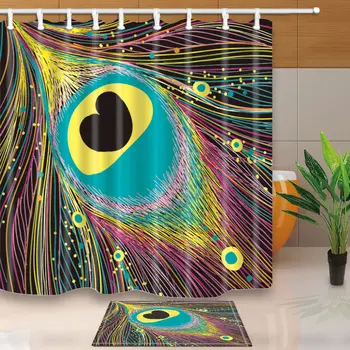 

Watercolor feathers Shower Curtain Waterproof Polyester Fabric & 12Hooks