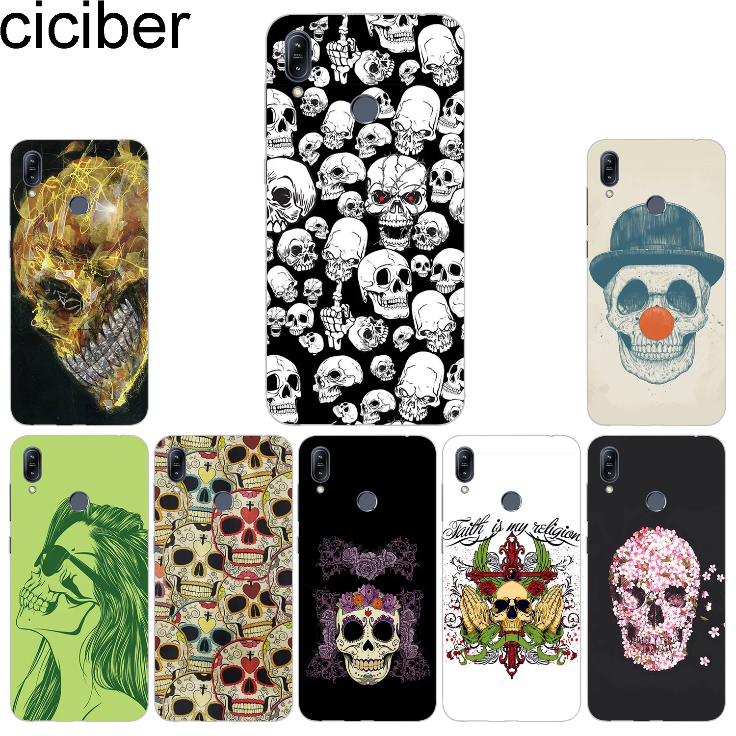 ciciber Phone Cases For ASUS Zenfone Max Pro (M1) (M2) Case TPU Back Cover ZB601KL ZB602KL ZB631KL ZB633KL ZB555KL Terror Skull |