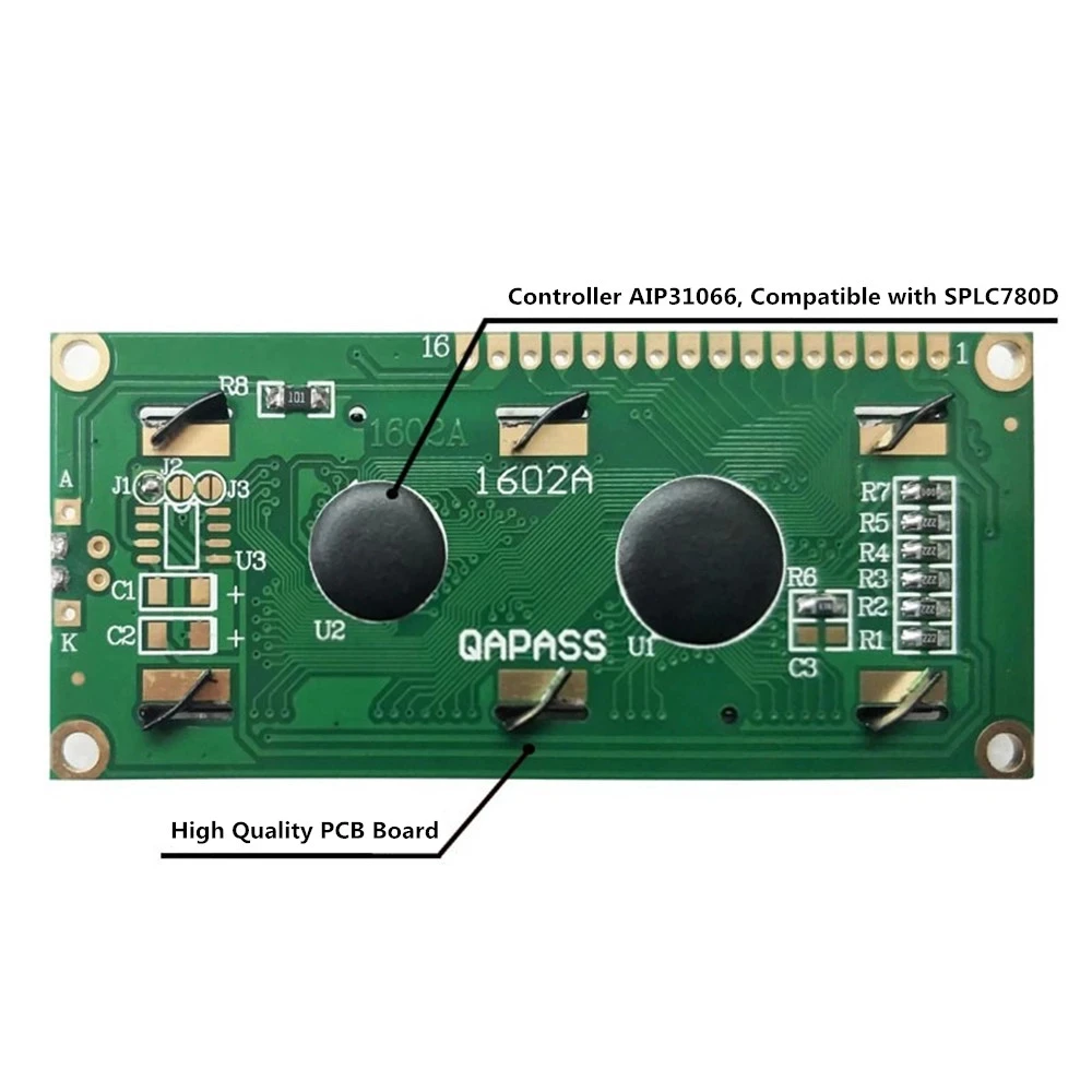 LCD1602 1602 Module Blue/Green Screen IIC/I2C 16x2 Character LCD Display Module.1602 5V Green Screen and White Code