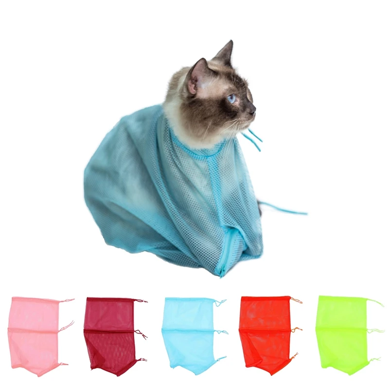 Cats Adjustable Washing Bags Cat Grooming Bath Mesh Bag For Pet Bathing Nail Trimming Injecting Anti Scratch Bite Restraint