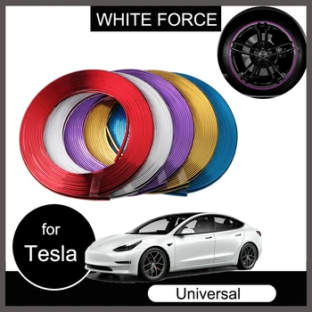For Tesla Model 3 Y S X 2021 Rim Protector Car Door Protection Chrome Tape Tire Guard Line Rubber Moulding Trim Tire Protection tanie i dobre opinie whiteforce CN (pochodzenie) 0 9cm Rims Protectors Iso9001 Car Tire Wheel Stylowe listwy 0 21kg Styling Mouldings bmw f30
