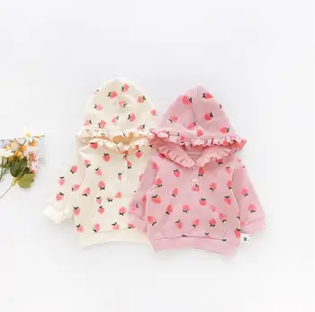 

2020 new baby girls floral t-shirt spring cotton fashion girls hooded sweatshirt 0-3t HJ867