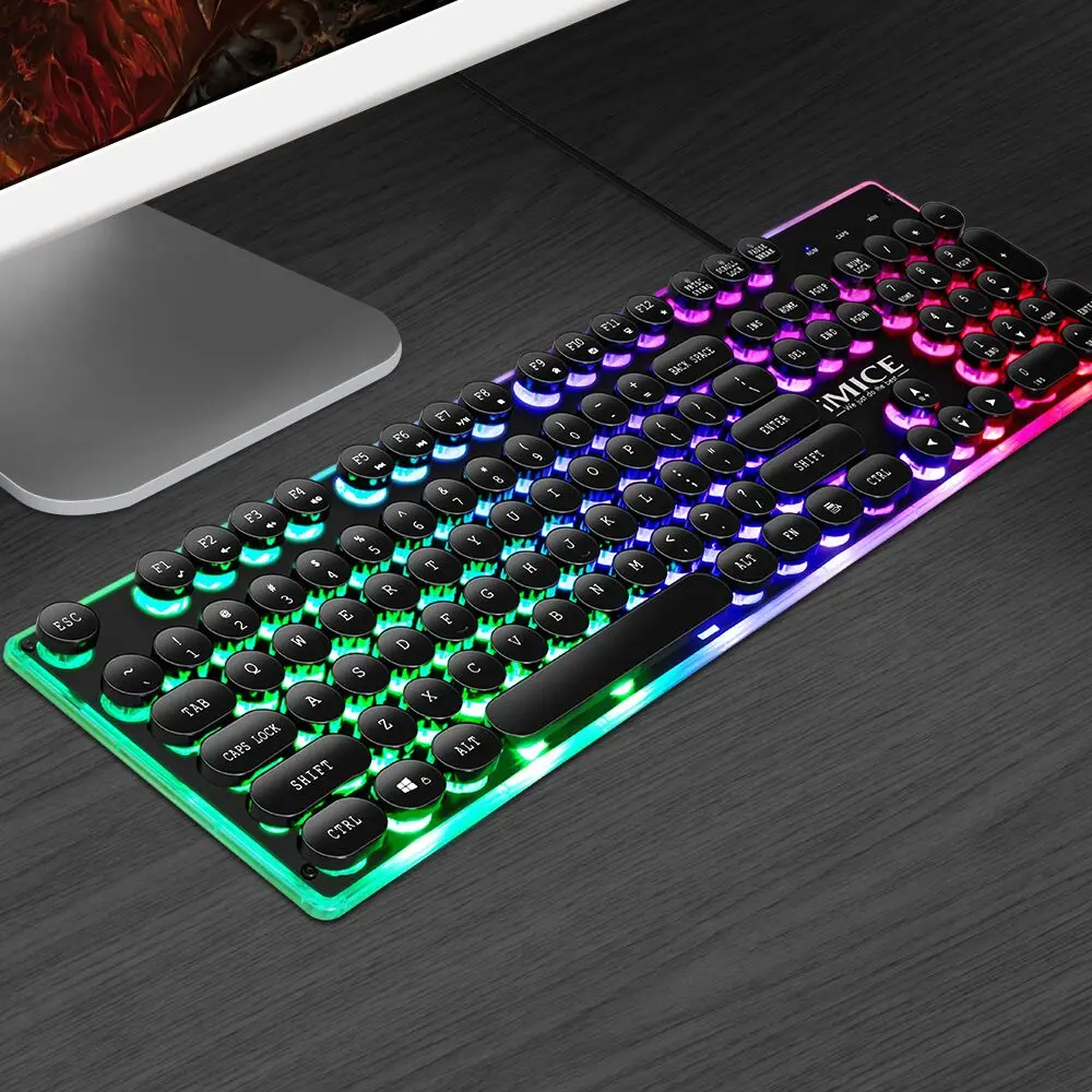 

104 Keys professional Gaming Keyboard Steam Punk Backlit Wired USB Keyboards Waterproof Mechanical Punk Gamer Keyboard