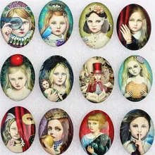 30x40 мм случайный микс модных Ретро Девушка овальные стеклянные кабошоны для фото лоток пустой DIY Изготовление аксессуаров 5 шт K02125