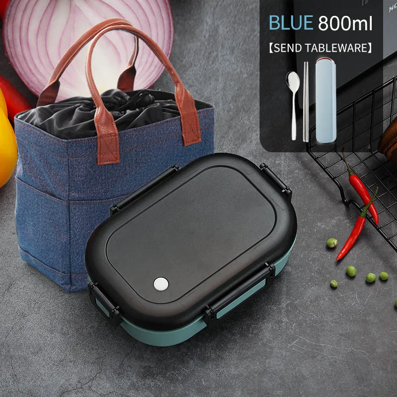 Blue Bag Tableware WORTHBUY японская детская коробка для бэнто 304 из нержавеющей стали, Ланч-бокс для детей, школьная коробка для еды, микроволновая печь, герметичный контейнер для еды - Цвет: Blue Bag Tableware
