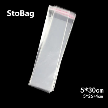 

StoBag 1000pcs 5*30cm Clear Self Sealing Poly Bags Wedding Party Decorations OPP Plastic Bag DIY Toy Gift Jewelry Packing Bags
