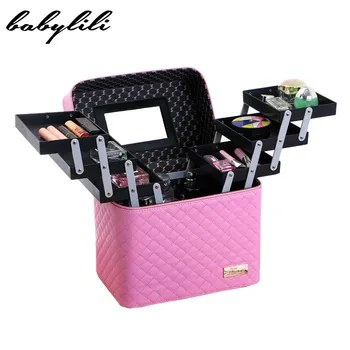 

Professional Cosmetic Box Women Makeup Case Travel Toiletry Organizer Bag Multilayer Storage Suitcase Large Capacity Waterproof