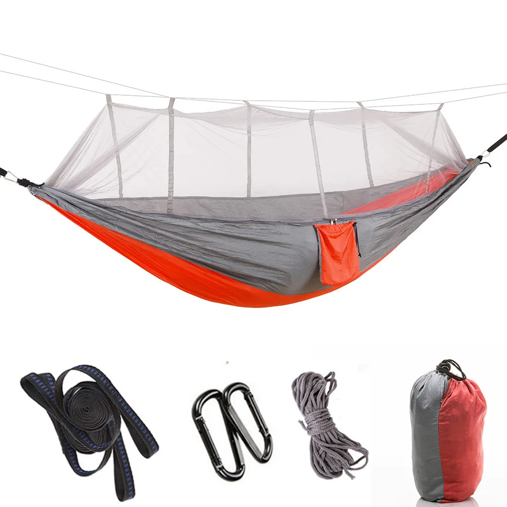 

New Style Anti-mosquito Hammock Outdoor with Mosquito Net Anti-Falling Adult Mesh Parachute Cloth Camping Swing with Tree Belt