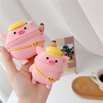 

For AirPods 1 2 Case Cute Cartoon Backpack pink pig Soft Silicone Earphone Cases For Apple Airpod Pro Case Cover Funda