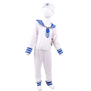 

Fashion Sailor Suingmen's Fresh Blue-and-white Ensemble Cospaly Stage Performance Masquerade Ball Party Culture