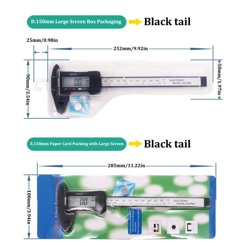 Электронный цифровой дисплей штангенциркуль 0-150 мм 0-100 мм Пластиковый штангенциркуль измерительный инструмент внутренний диаметр наружный диаметр