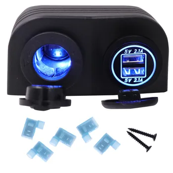 

4.2A Car Boat Switch Panel Cigarette Lighter Port 12~24 V Dual USB Charging Port fit Phone MP3