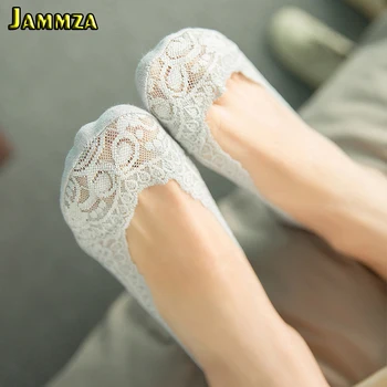 

New Summer Women Solid Lace for Sock Slippers Non-slip Flower Invisible Transparent Cute Gift for Girl Thin Business Silk Socks