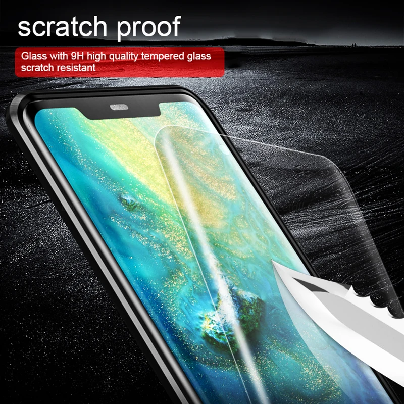 360 чехол с магнитной адсорбцией для huawei P30 P20 Pro Lite mate 20 30 Pro Lite двусторонний чехол из закаленного стекла