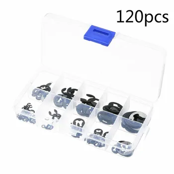 

120PCS 304 stainless steel E clip washer classification kit shaft fastener M1.5~M10 circlip fixing ring black