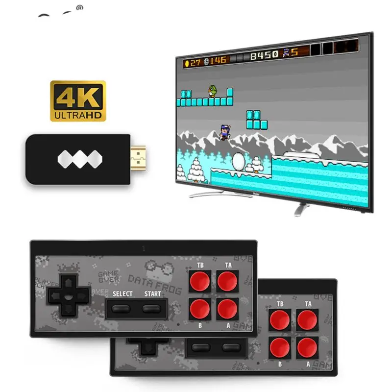 Data Frog Wireless Console Game Stick Video Game Console Built in 568 Classic Game Mini Retro Controller HDMI Output Dual Player