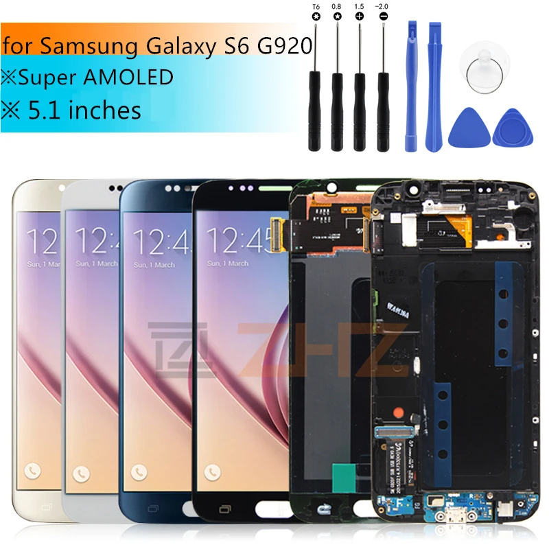 Lcd display voor samsung galaxy s6 lcd scherm met frame voor G920 G920f voor samsung s6 lcd reparatie onderdelen|touch screen digitizer|display touch - AliExpress