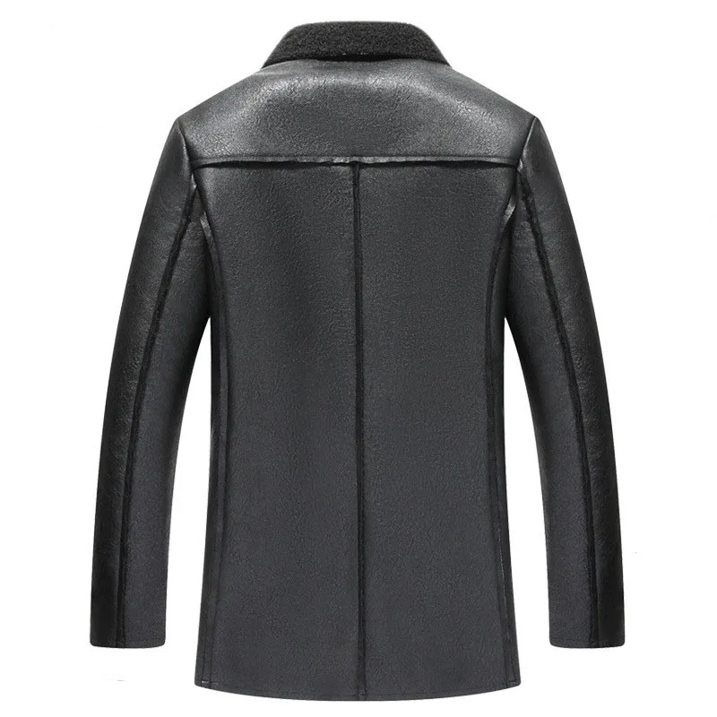 Black Friday Leather Jacket 2019 New Men's Long Fur Collar Plus Velvet Thick PU Leather Coats Fashion Clothes Plus Size Chaqueta Moto Hombre