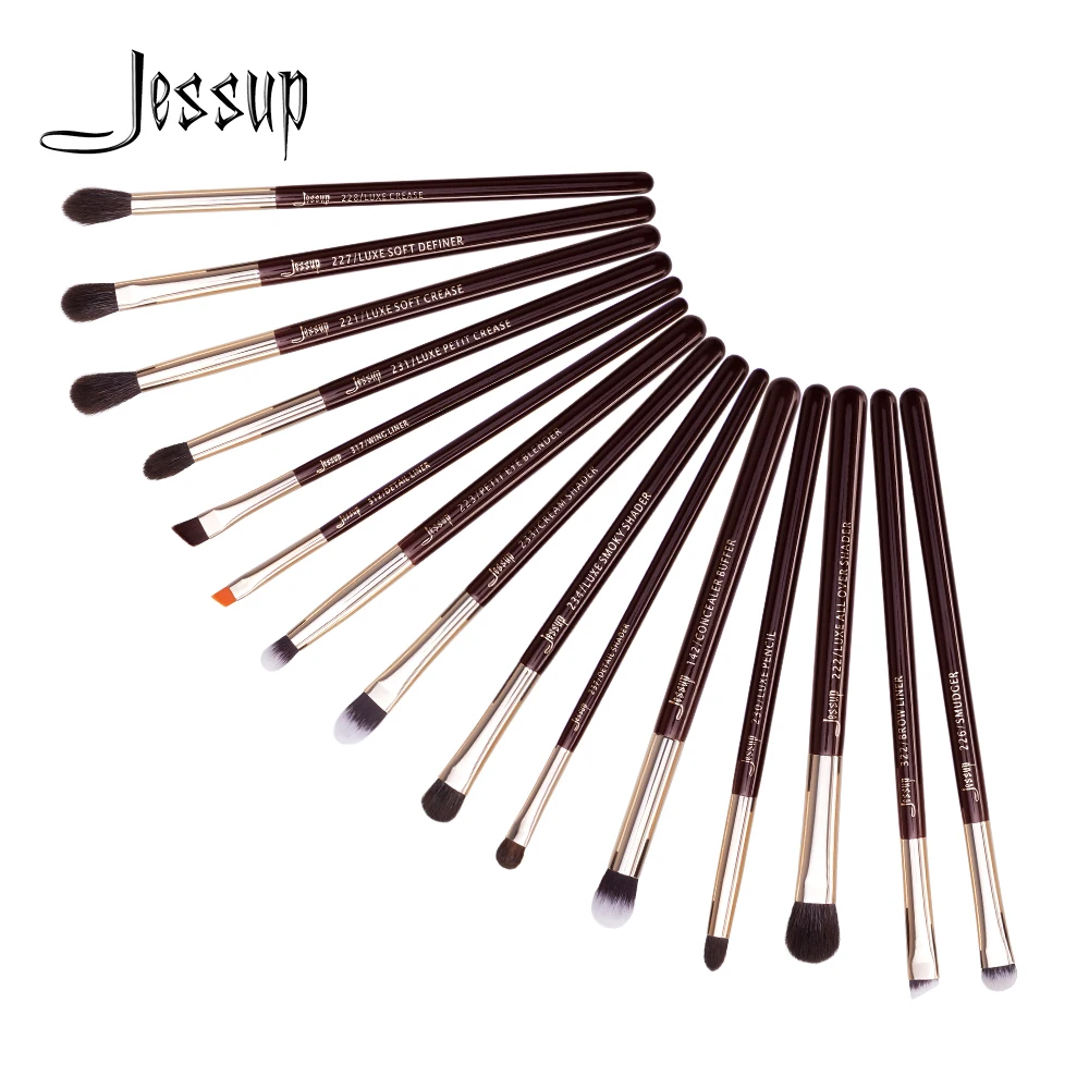 

Jessup New Makeup Brushes Set 15pcs Eye Make up Brush Eyeshadow Liner Eyebrow Blending Concealer Zinfandel/Golden Synthetic Hair