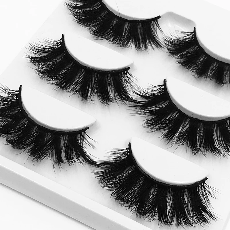 Eyelashes 3 Pairs/Lot Mink Eyelashes 27mm Handmade Lengthen Thick False