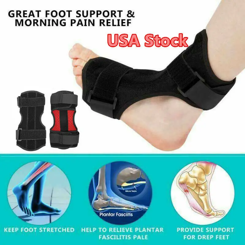  Ankle Drop Support Sports Adjustable Foot Brace Orthosis Plantar Fasciitis Night Splint Correction