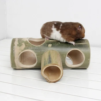 

Small Pet Wooden Animal Tunnel Exercise Tube Chew Toy For Rabbit Ferret Hamster Guinea Pig Hamster Toy Tunnel 2019 NEW Arrivals