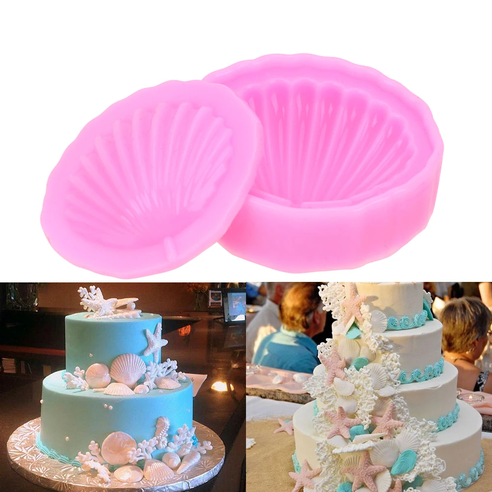 

2Pcs/Set 3D Sea Shell Shape Mould Silicone Bakeware DIY Cake Decorations Chocolate Fondant Mold Baking Tools