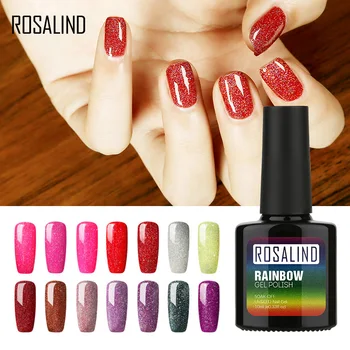 

ROSALIND Glitter Rainbow Gel 1s 10ML Gel Nail Polish Rainbow Shimmer UV LED Nail Art Varnish Vernis Semi Permanent gel lacquer