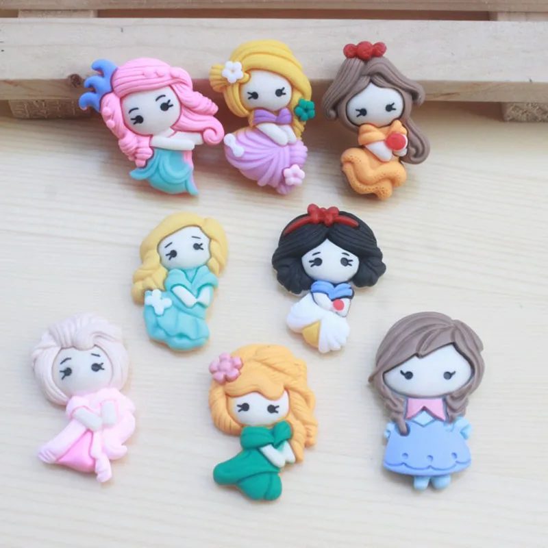 10 Pcs Kawaii Flatback Resin Princess New Arrival Cabochons Accessories Simulated Polymer Clay Cartoon Girls | Дом и сад
