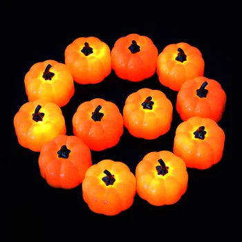 

4pcs mini Pumpkins LED Tea Light Candles Led Battery-Powered Candle Fake Simulation Halloween Decoration Home Event Party Supply