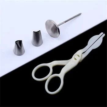 

4Pcs Durable Stainless Steel Cake Flower Needle Scissor Cupcake Icing Cream Decorating Tool Cake Decorating Nails Nozzle Tips