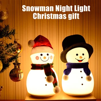 

Snowman USB Night Light Christmas New Year Cartoon Silicone LED Music Mode 7 Color Changing Lamp UD88