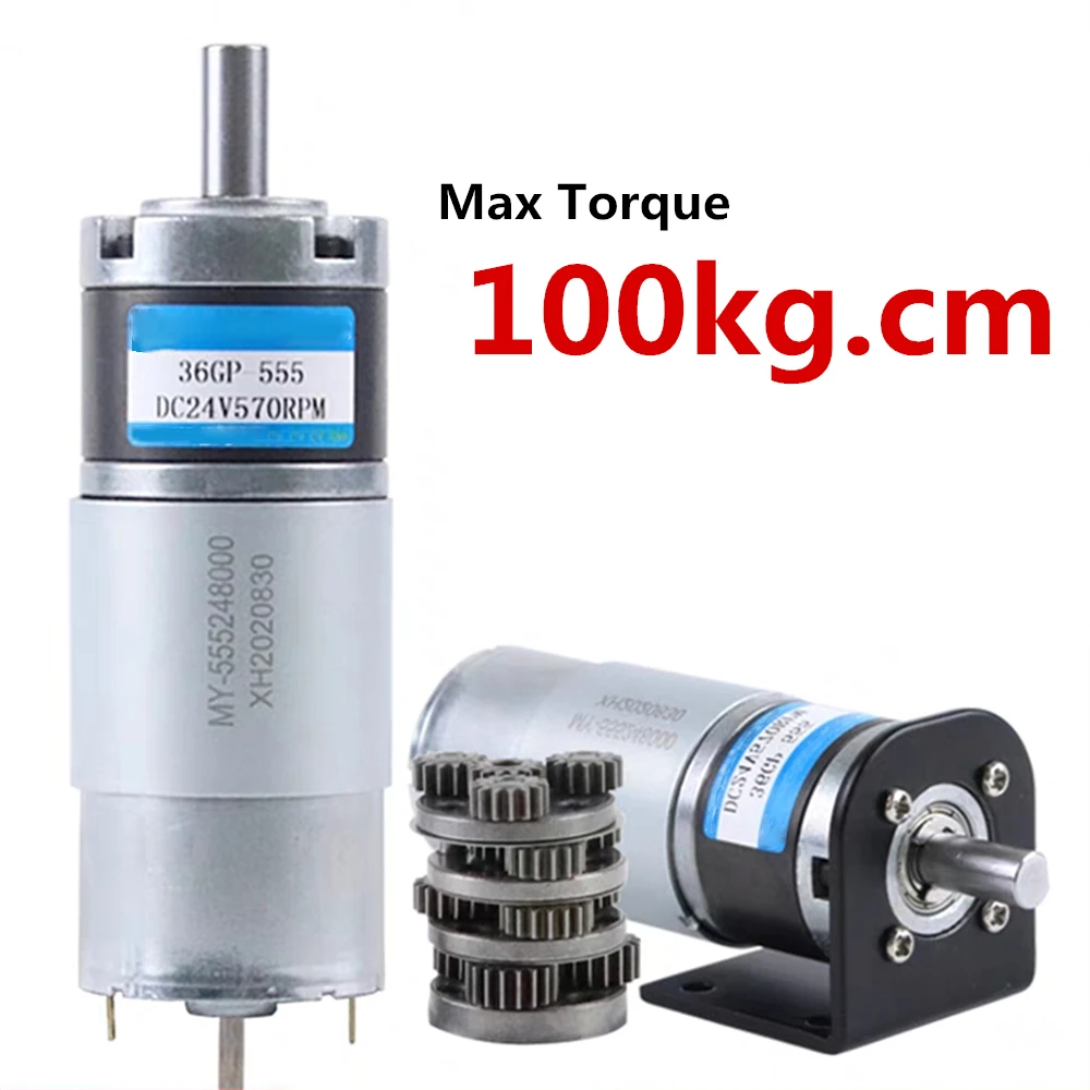 

36mm 555 DC Planetary Gear Motor High Torque 100KG 12V 24V Metal Low Noise Motor Reduce Speed 11-1540rpm PWM Electric Engine