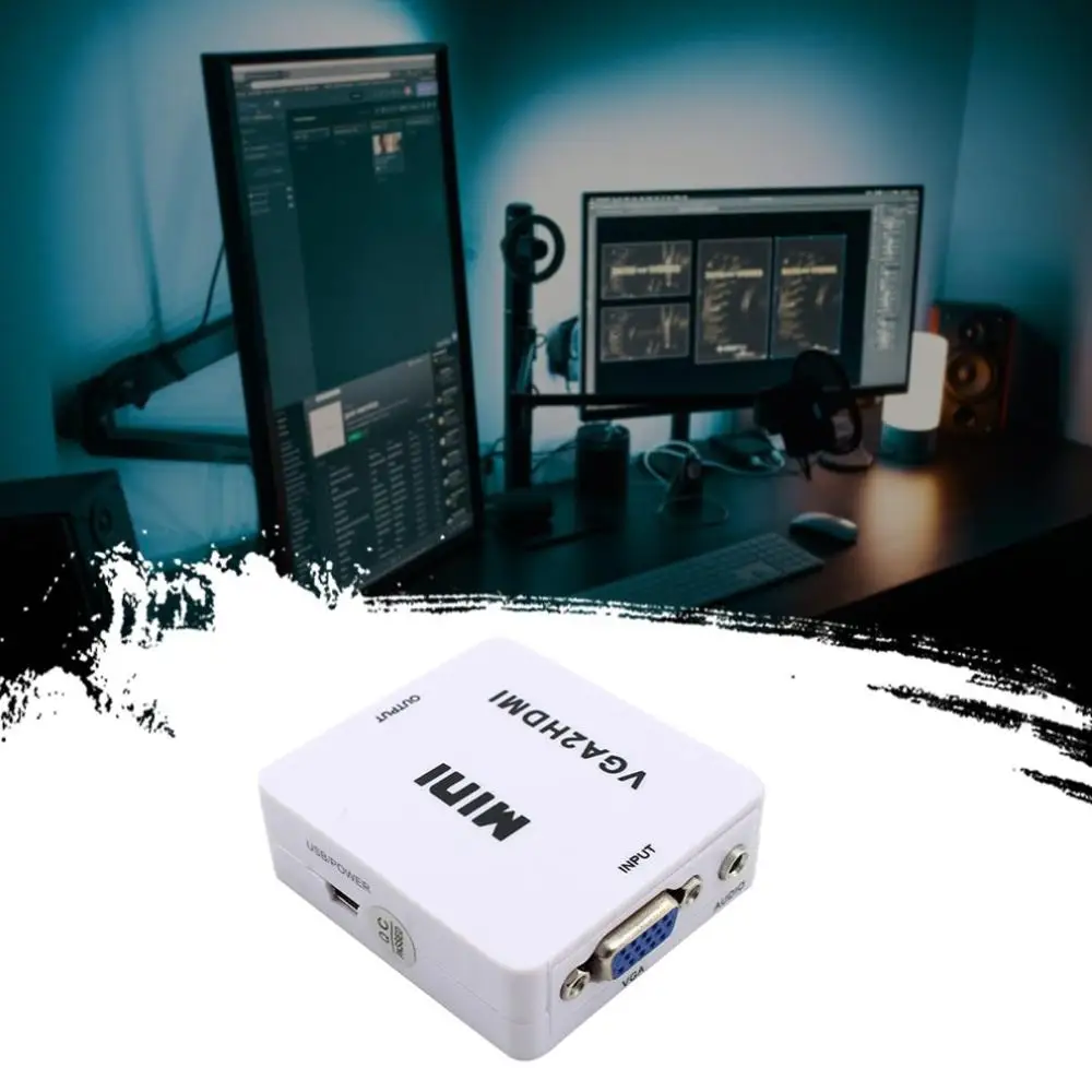 Новый мини преобразователь из VGA в HDMI VGA2HDMI адаптер 1080P зарядный кабель конвертер