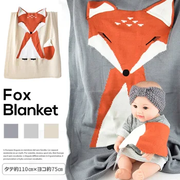 

Cartoons Fox Prints Girls Knitted Blanket Sleeping Swaddling Blankets Baby Bed Cover Soft Bath Towel Kids Wrap Beach Mat