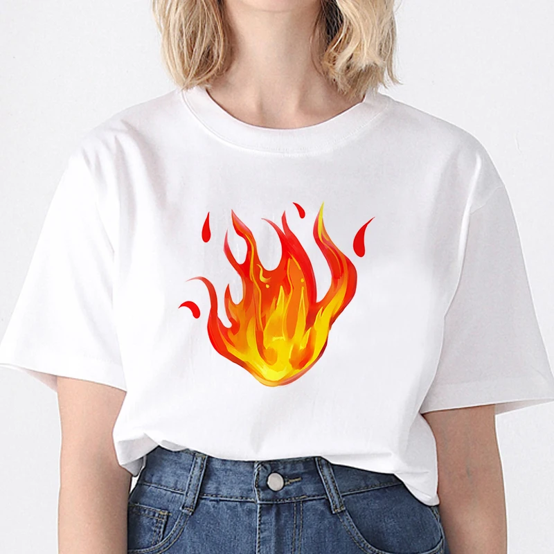 

Women Power Fire Summer Fashion T Shirt Harajuku Short Sleeve Funny T-Shirt Cute Cartoon Printed Top Tees Female Clothes