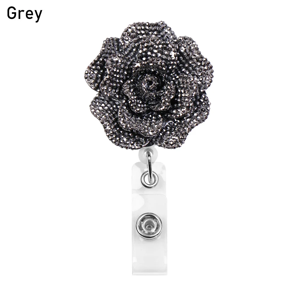 grey 1 шт. модные, в форме розы выдвижной значок медсестры катушка доктор студентов ID карты держатель канцелярские принадлежности канцелярские товары - Цвет: grey